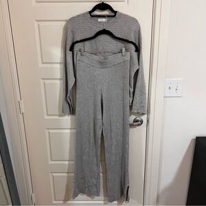 NEW Pink Rose Grey Ribbed Lounge Set